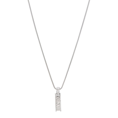 Tiffany 18K White Gold Diamond Atlas Bar Drop Pendant Necklace 1 of 6