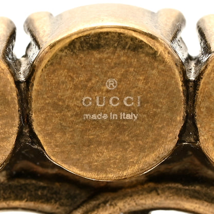 Gucci Metal Crystal Double G Brooch Aged Gold 3 of 3