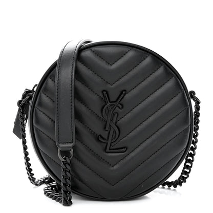 Saint Laurent Calfskin Matelasse Chevron Round Vinyle Camera Bag Black 1 of 10