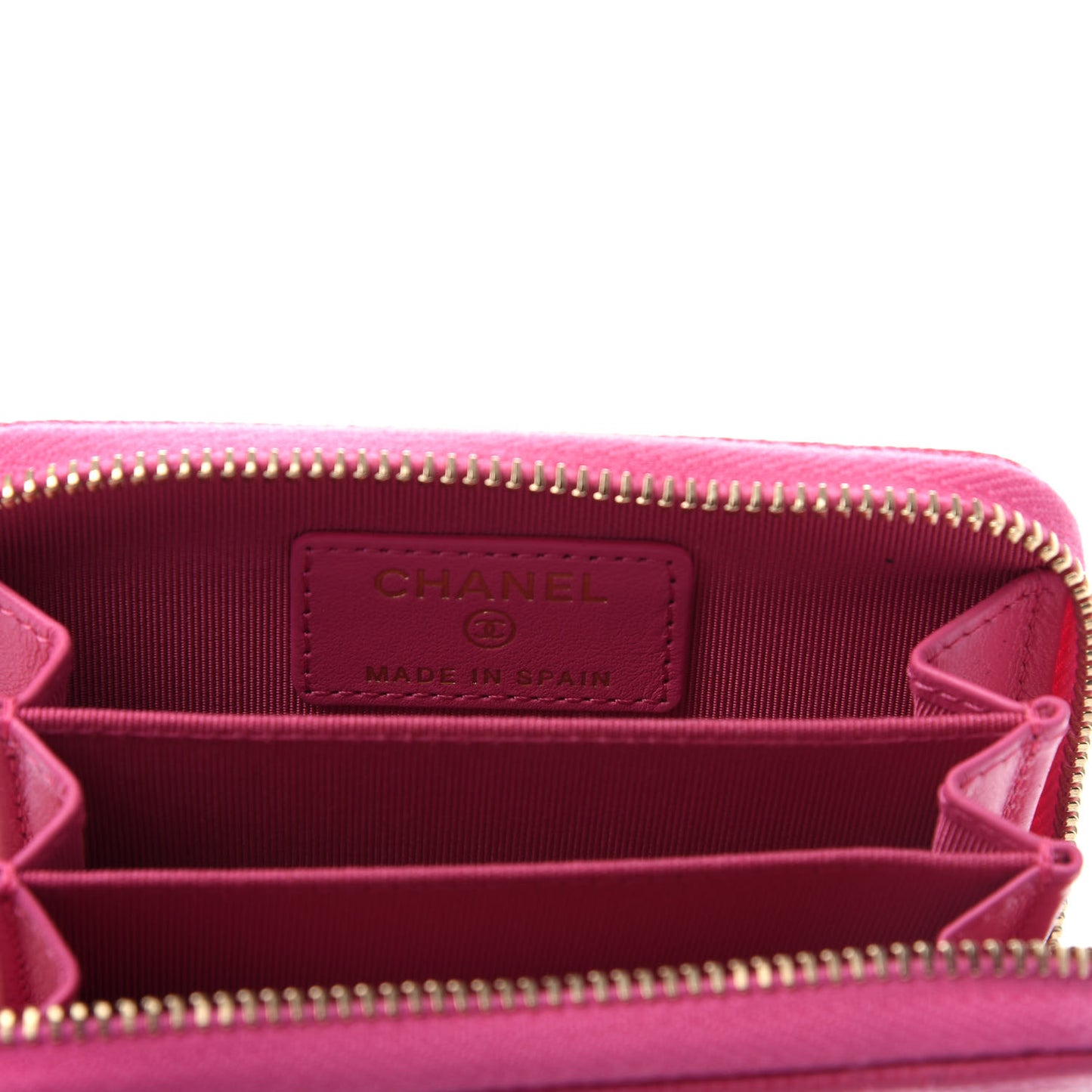 Caviar Quilted Zip Coin Purse Pink