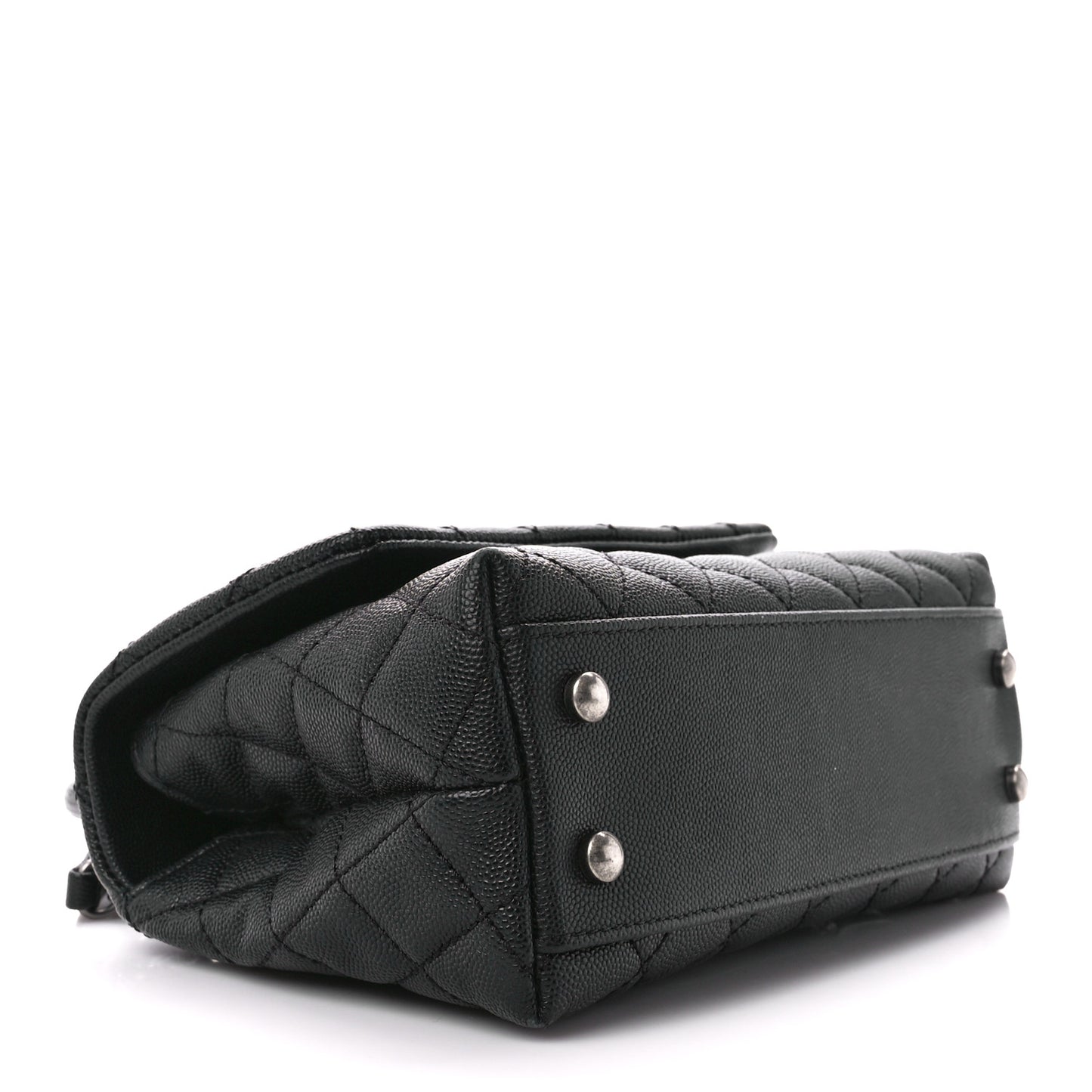 Caviar Lizard Embossed Quilted Mini Coco Handle Flap Black