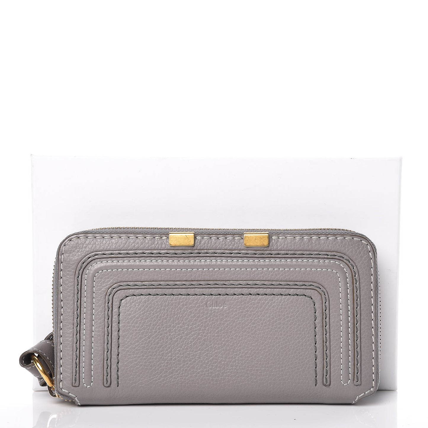 Calfskin Marcie Long Zip Around Wallet Cashmere Grey
