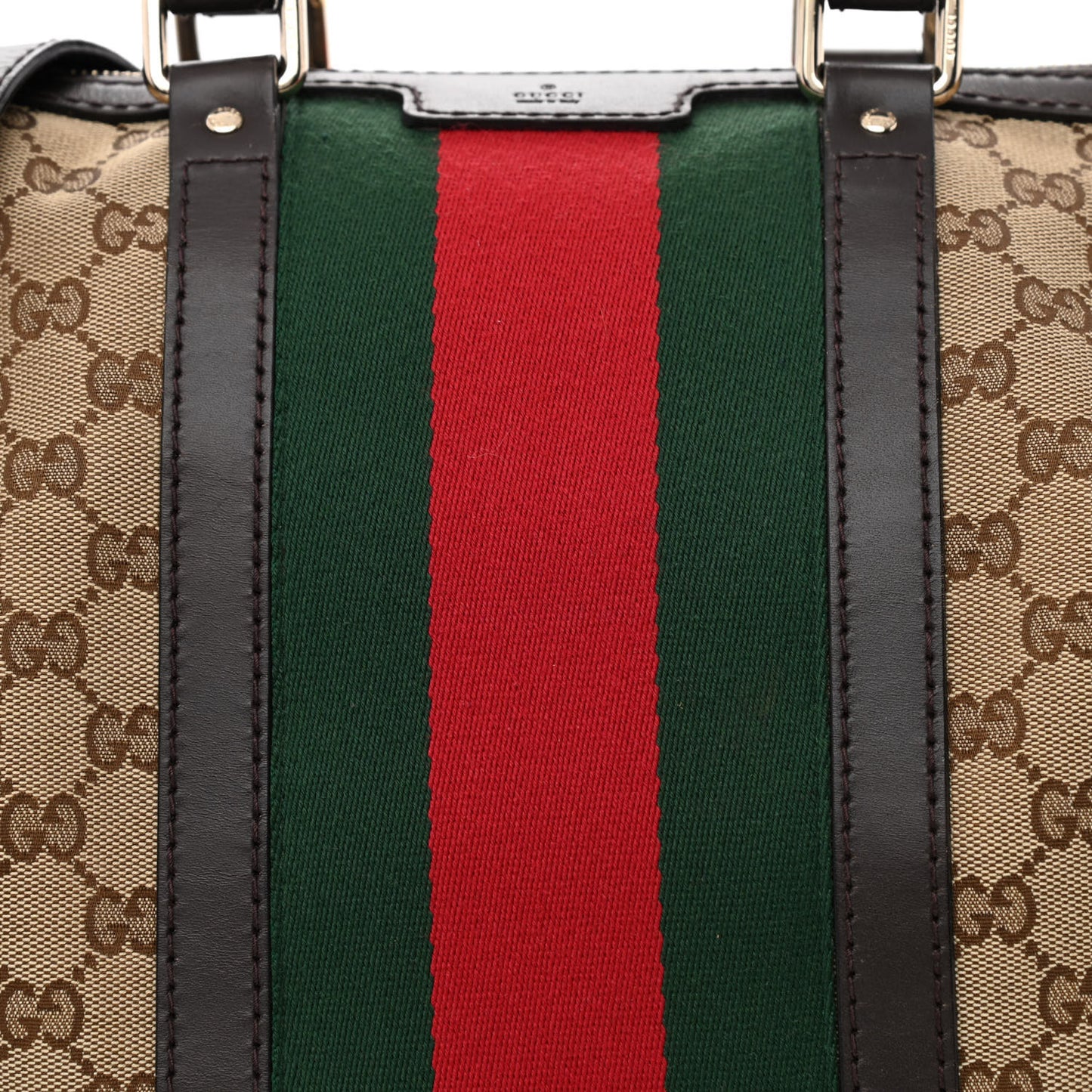 Monogram Selleria Calfskin Vintage Web Medium Boston Beige Ebony Cocoa