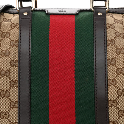 Gucci Monogram Selleria Calfskin Vintage Web Medium Boston Beige Ebony Cocoa 8 of 11