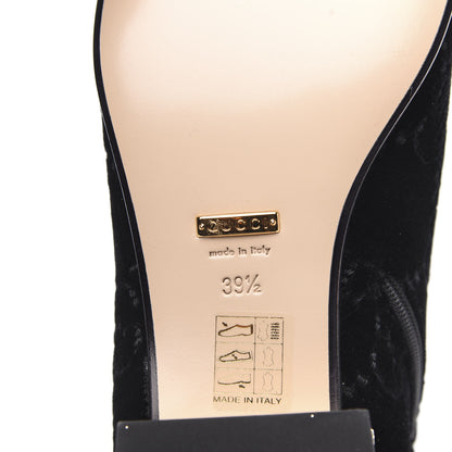 Gucci Velvet GG Monogram Crystal Horsebit Knee High Boots 39.5 Black 6 of 8