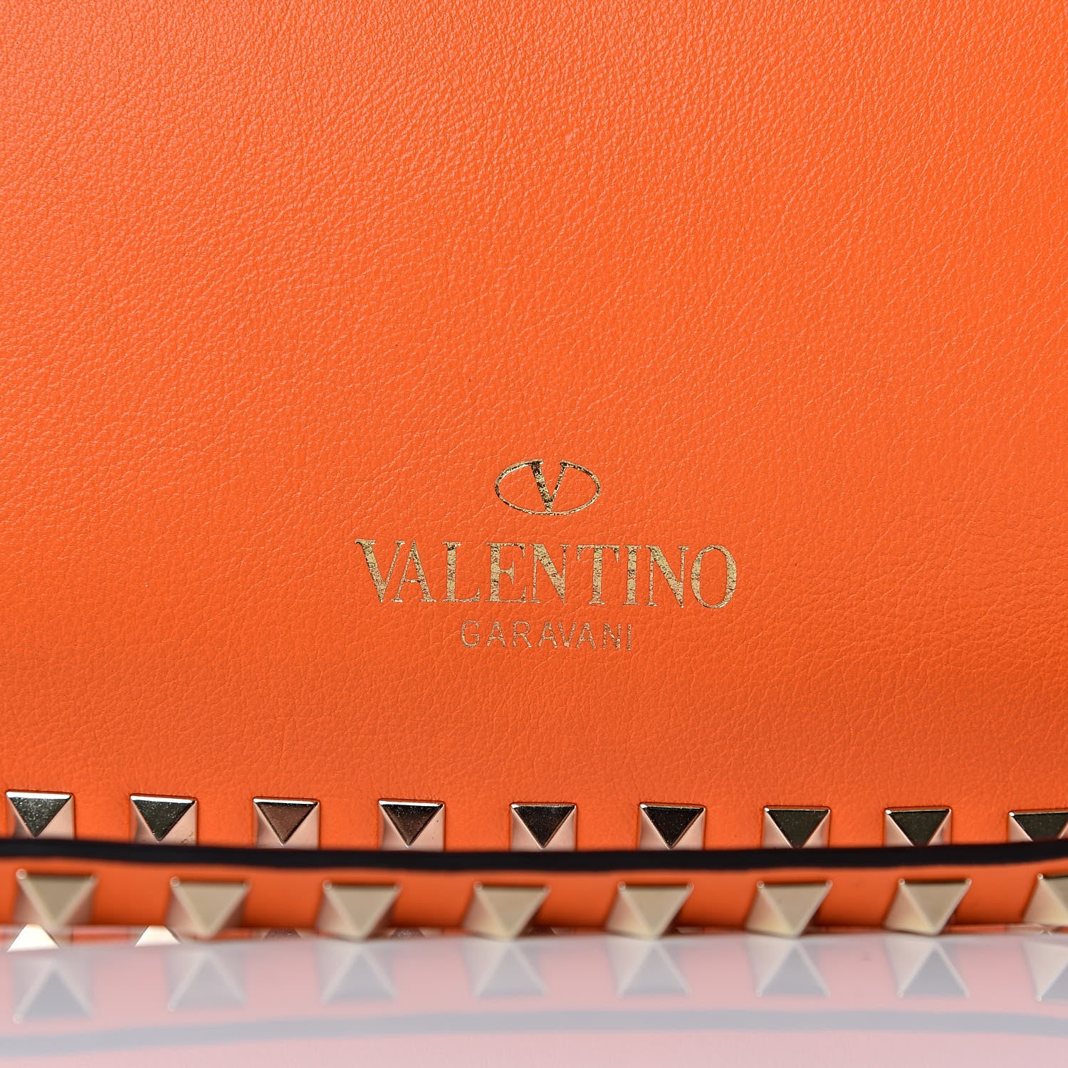 Valentino Garavani Vitello Medium Rockstud All Over Tote Orange 7 of 9