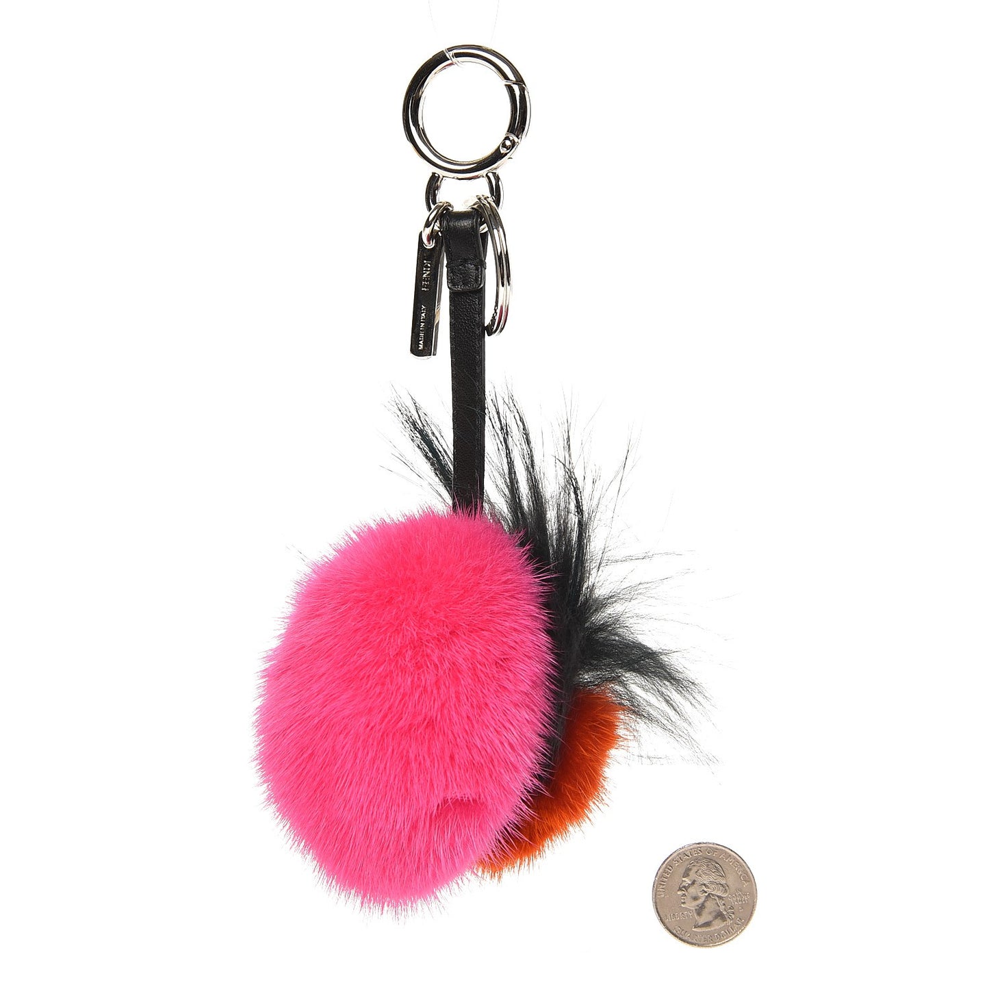 Mink Fox Fur QuTweet Coucou Bag Bug Charm Pink