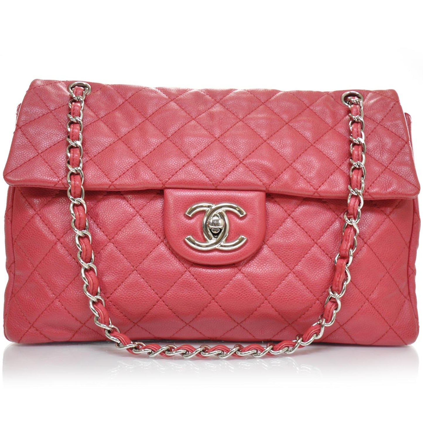 Washed Caviar Maxi Flap Fuchsia