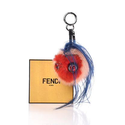 Fendi Goat Mink Fur Heart Bag Bug Charm Red Multicolor 3 of 3