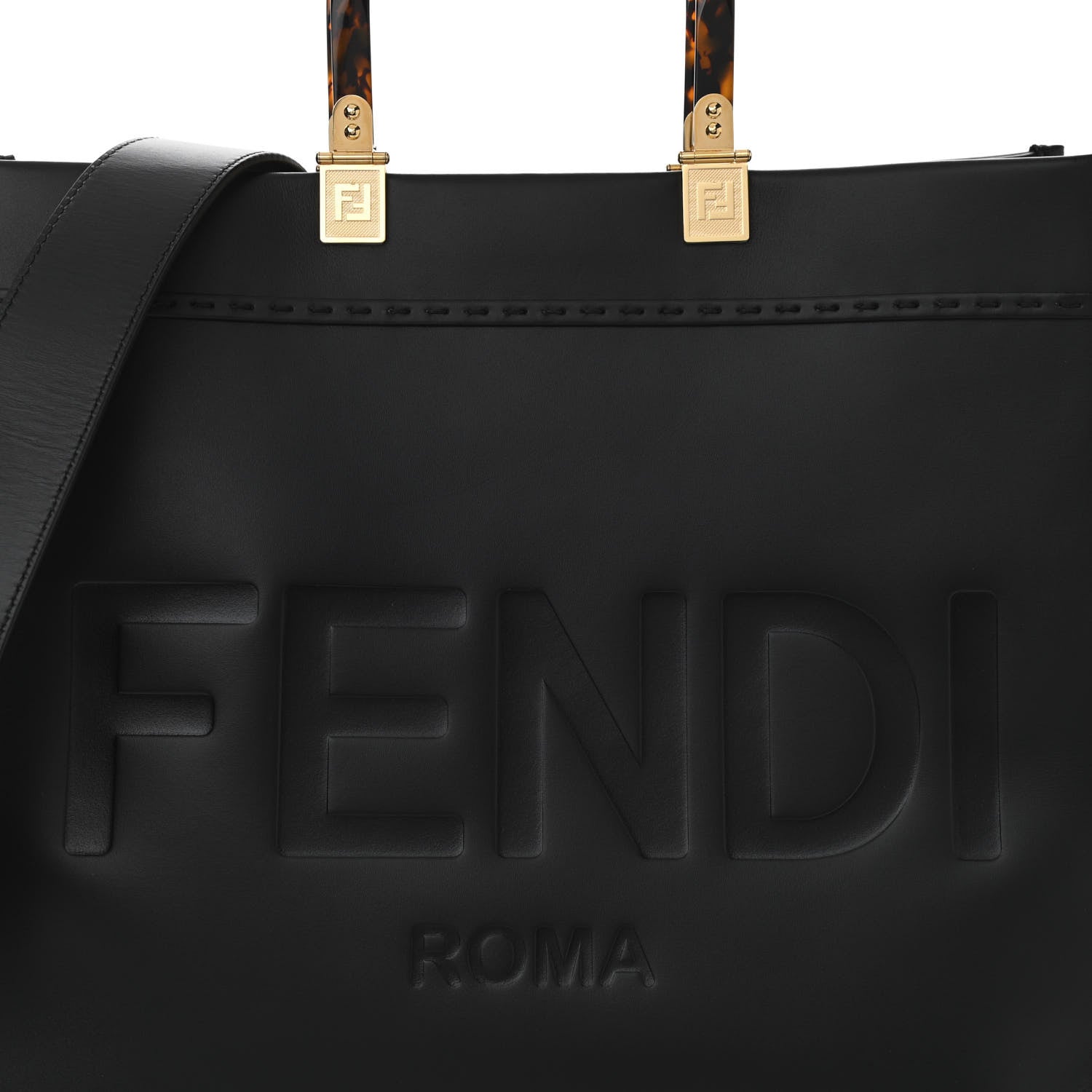 Fendi Vitello King Plexiglass Medium Fendi Sunshine Shopper Tote Black 6 of 11
