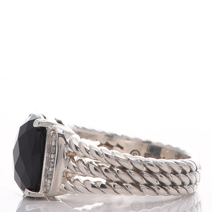 David Yurman Sterling Silver Diamond Black Onyx 10mm Petite Wheaton Ring 48 4.5 4 of 5