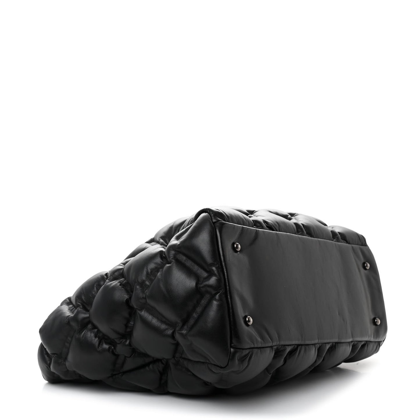 Calfskin Quilted Large Chesterfield Tote Black
