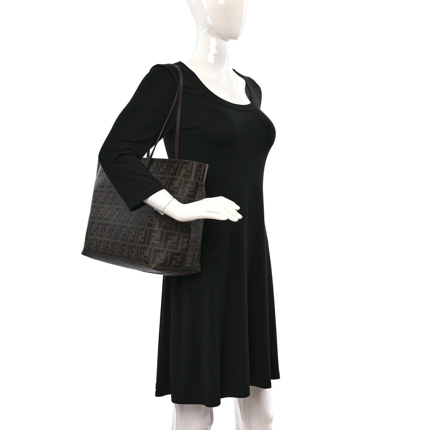 Fendi Zucca Spalmati Medium Roll Tote Tobacco Moro 2 of 12