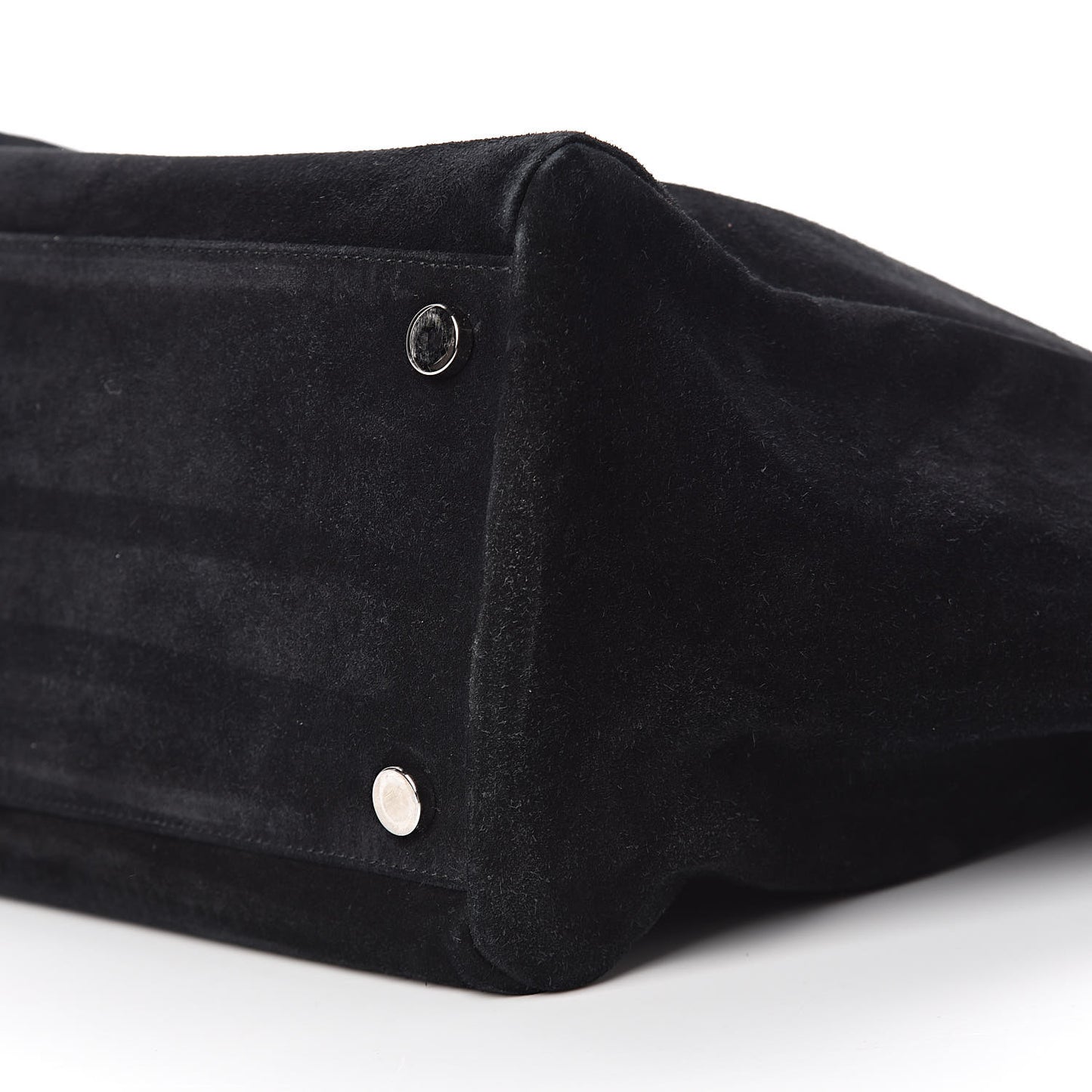 Calfskin Suede Studded Reversible East West Shopping Tote Black