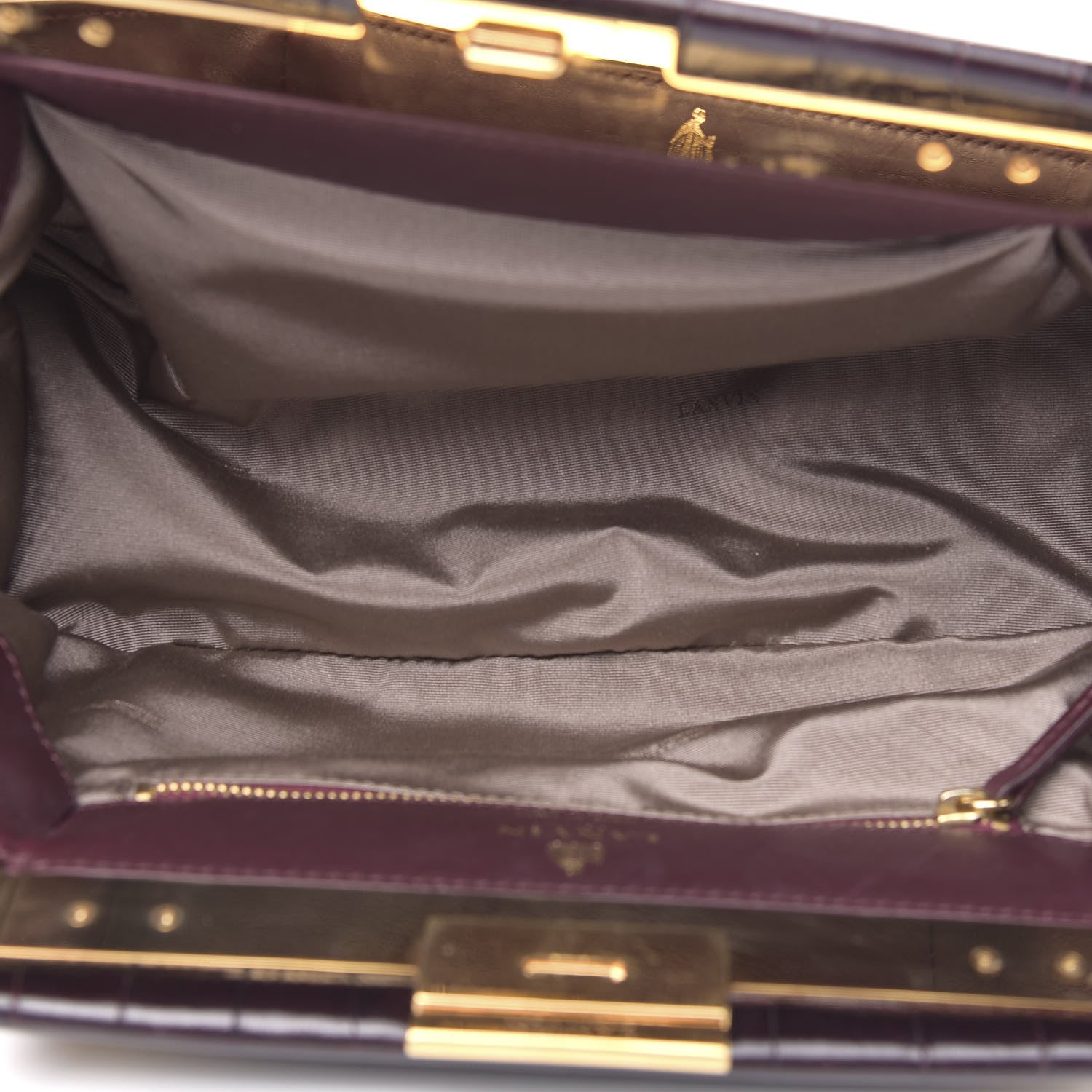 Lanvin Crocodile Stamped Calfskin Trilogy Clutch Aubergine 6 of 13