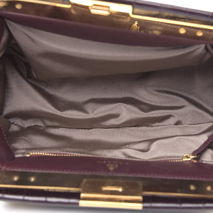 Lanvin Crocodile Stamped Calfskin Trilogy Clutch Aubergine 6 of 13