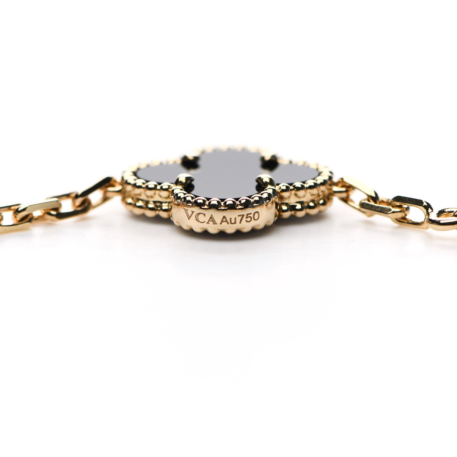 Van Cleef & Arpels 18K Yellow Gold Black Onyx 10 Motifs Vintage Alhambra Necklace 4 of 6