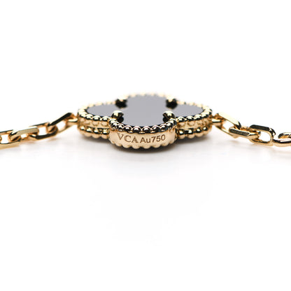 Van Cleef & Arpels 18K Yellow Gold Black Onyx 10 Motifs Vintage Alhambra Necklace 4 of 6