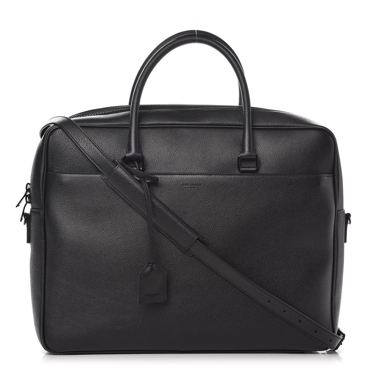 Grained Calfskin Small Classic Duffle Briefcase Black