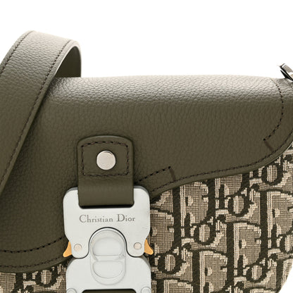 Christian Dior Oblique Jacquard Grained Calfskin Mini Saddle Messenger Bag With Flap Green 8 of 10
