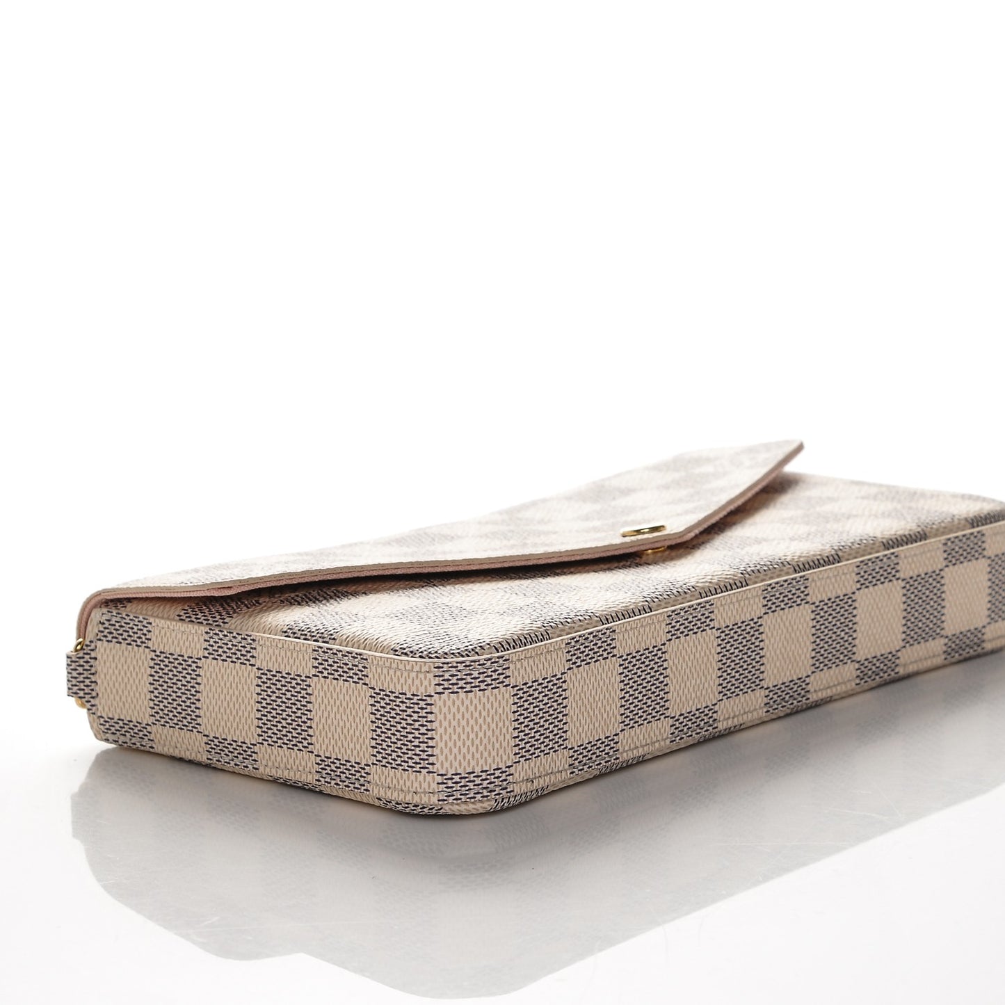 Damier Azur Pochette Felicie Chain Wallet Rose Ballerine