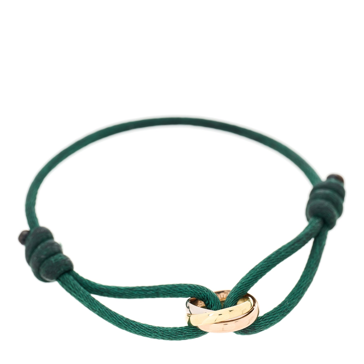 Cartier 18K Pink Yellow White Gold Trinity Adjustable Cord Bracelet Green 1 of 6