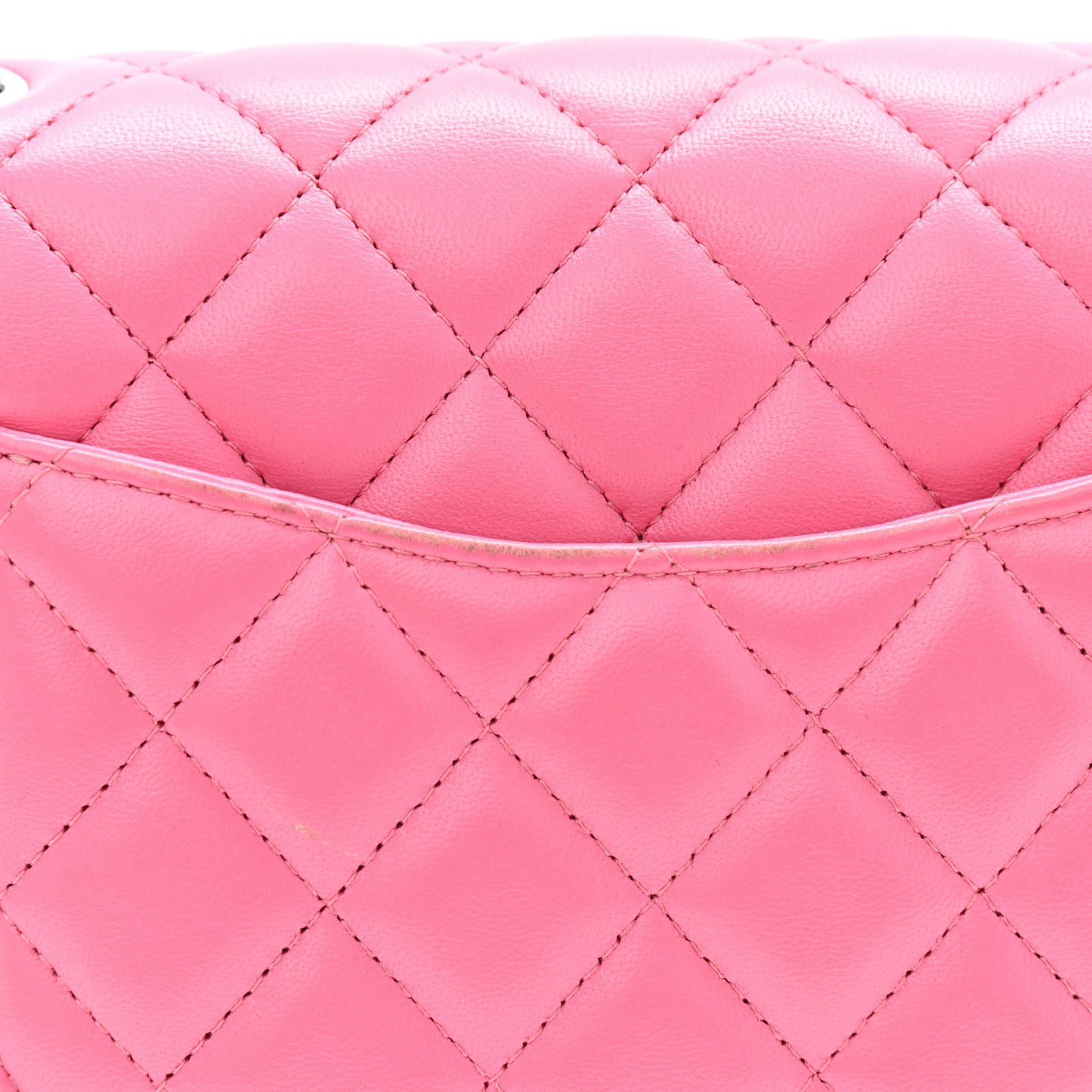 Lambskin Quilted Mini Rectangular Flap Dark Pink