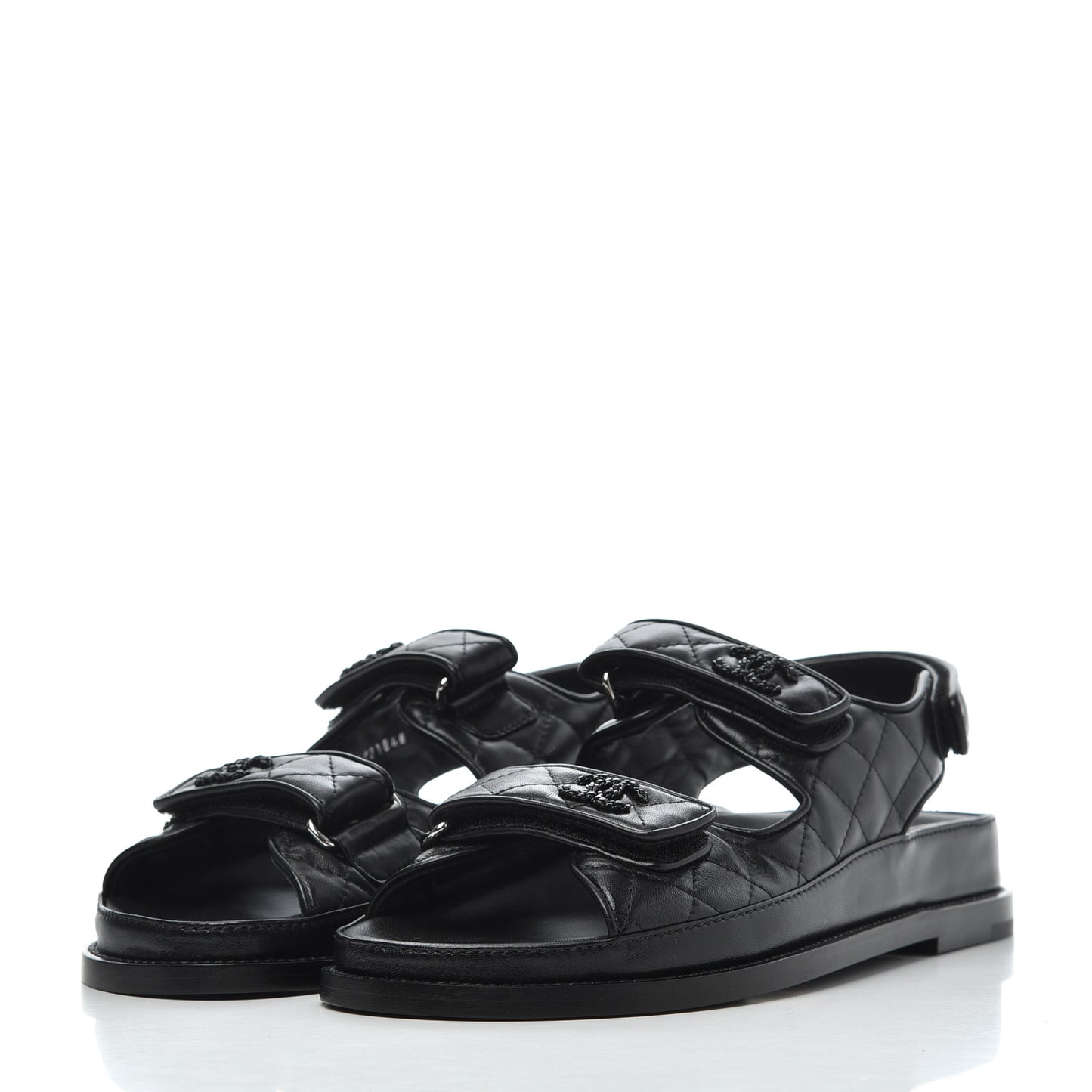 Lambskin Velcro Dad Sandals 39 Black