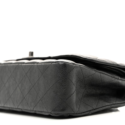 Chanel Crumpled Calfskin Quilted Medium Double Flap So Black 10 of 11