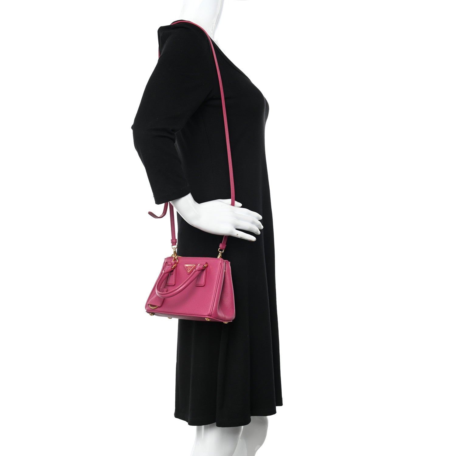 Prada Saffiano Lux Micro Galleria Double Zip Tote Peonia 2 of 11