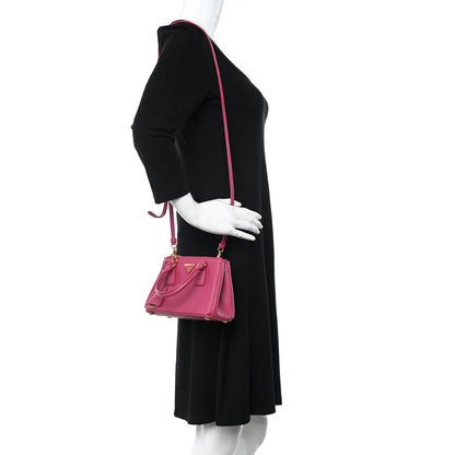 Prada Saffiano Lux Micro Galleria Double Zip Tote Peonia 2 of 11