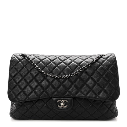 Chanel Calfskin Quilted Small XXL Travel Flap Bag Black 1 of 9