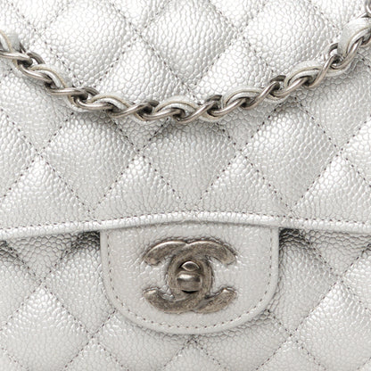 Chanel Metallic Caviar Quilted Medium Double Flap Silver 9 of 11
