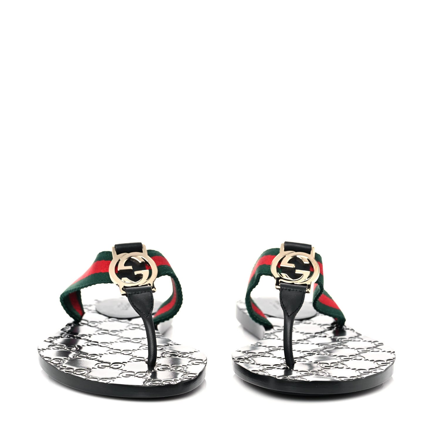 Nylon Guccissima Web Womens Thong Sandals 35.5 Green Red Black