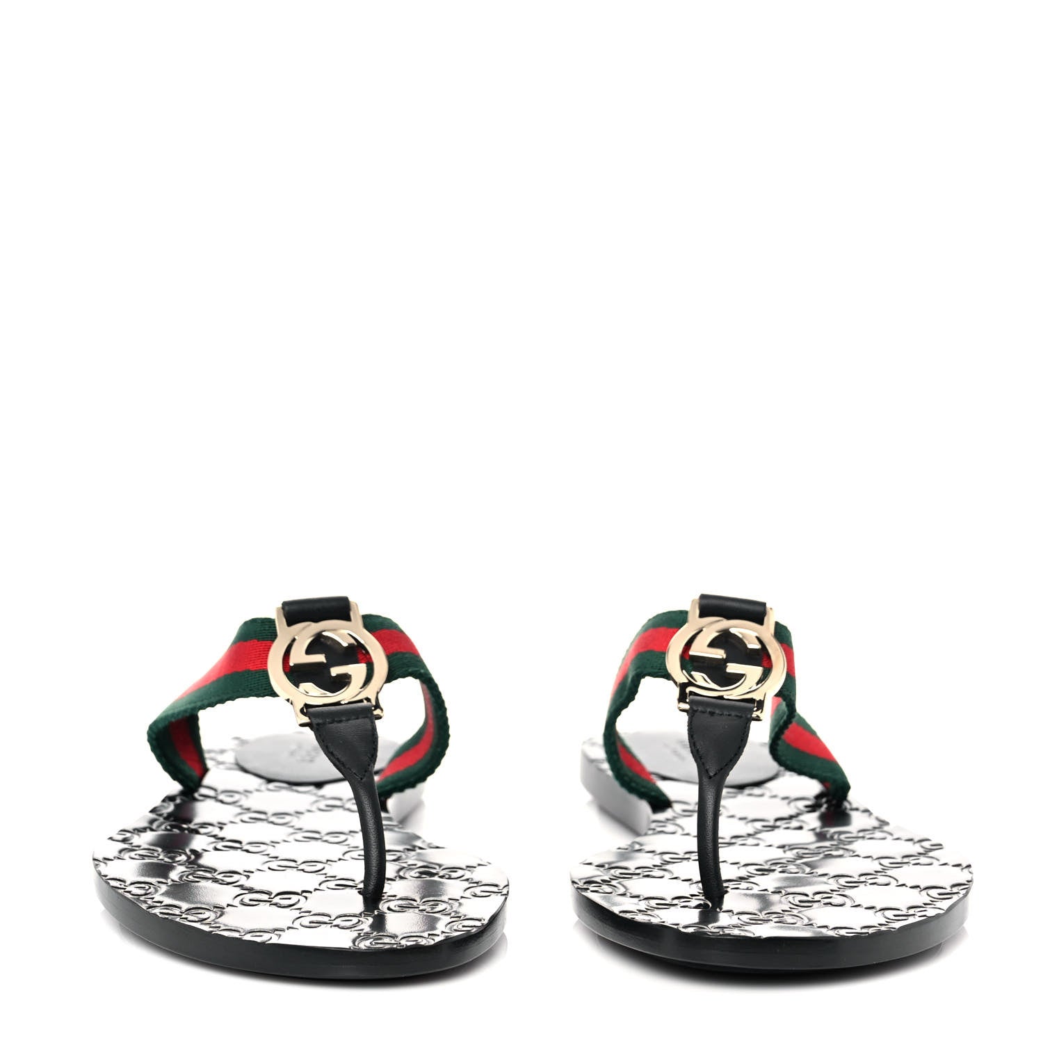 Gucci Nylon Guccissima Web Womens Thong Sandals 35.5 Green Red Black 2 of 8