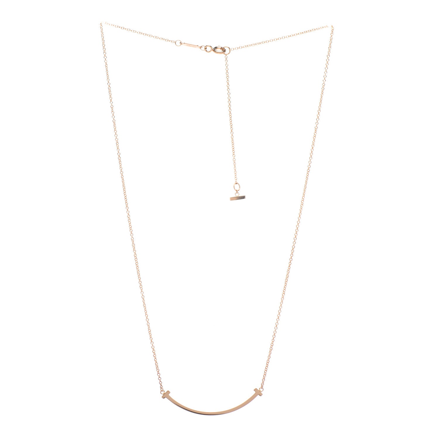 Tiffany 18K Rose Gold Small T Smile Pendant Necklace 3 of 5