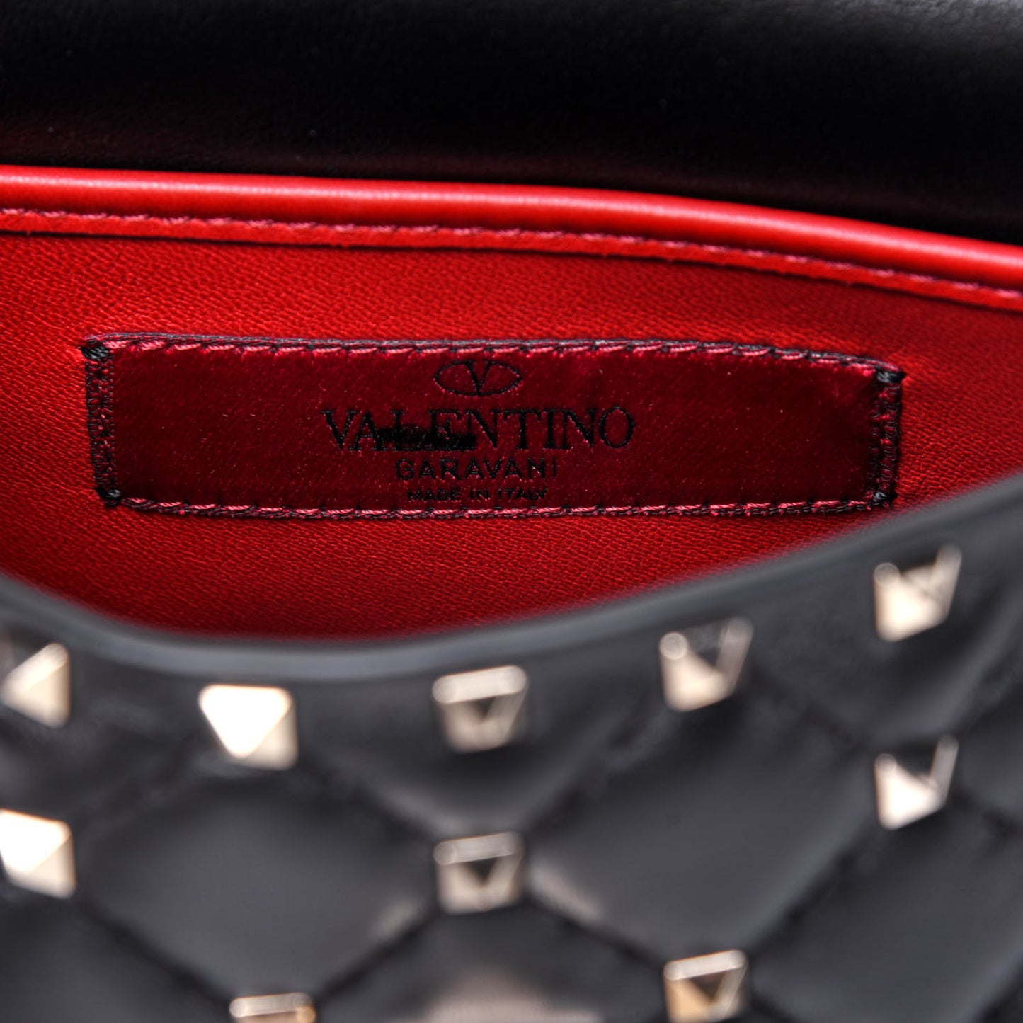 Lambskin Small Rockstud Spike Shoulder Bag Black