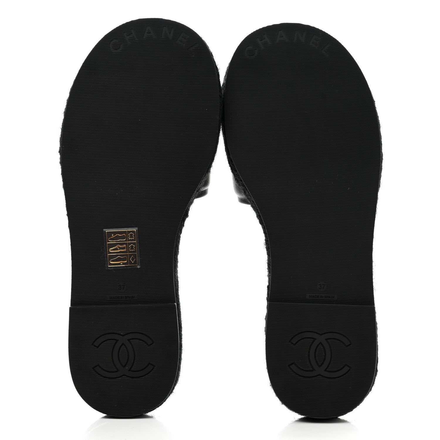 Chanel Lambskin Espadrille Mule Sandals 37 Black 5 of 8