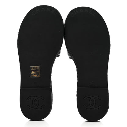 Chanel Lambskin Espadrille Mule Sandals 37 Black 5 of 8