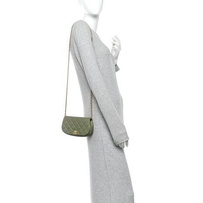 Chanel Calfskin Quilted Coco Mail Clutch With Chain Green 2 of 13