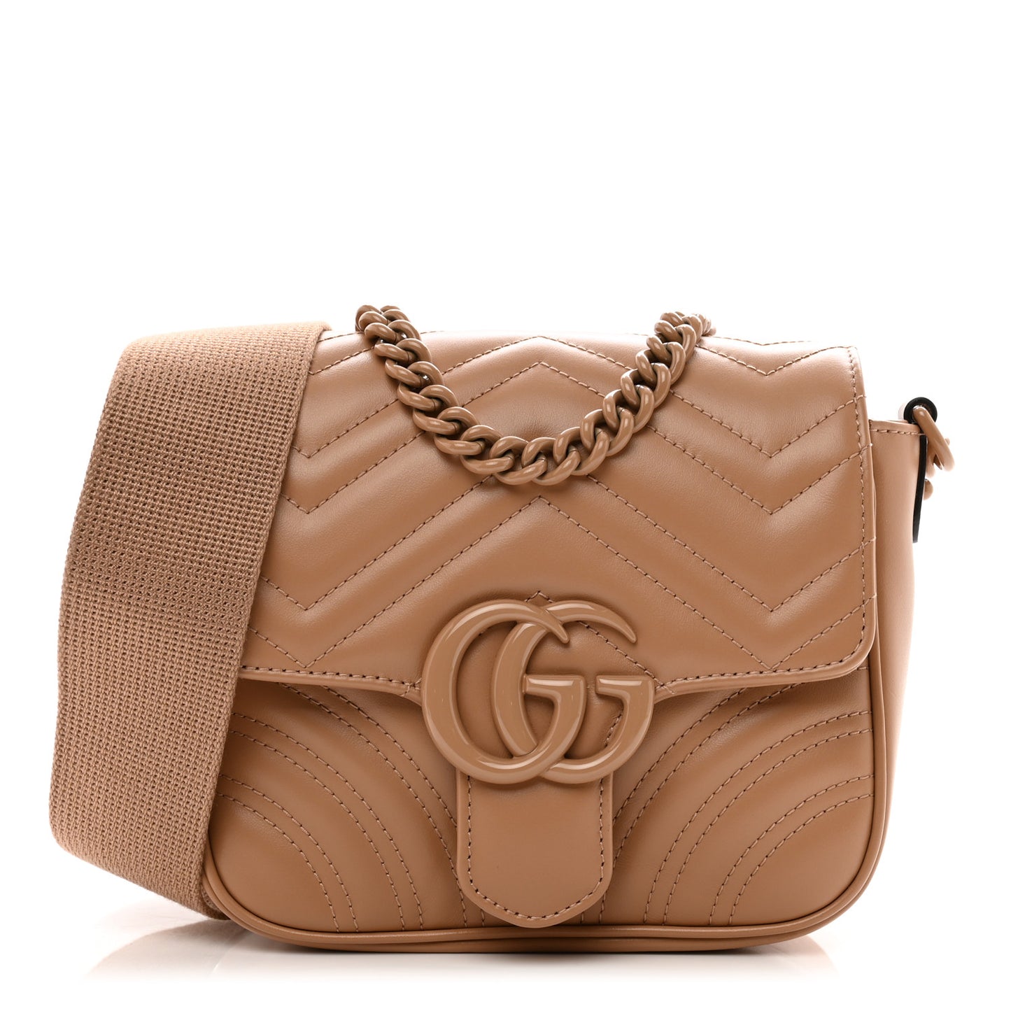 Calfskin Matelasse Monochrome Mini GG Marmont Crossbody Shoulder Bag Camelia Winter Rose