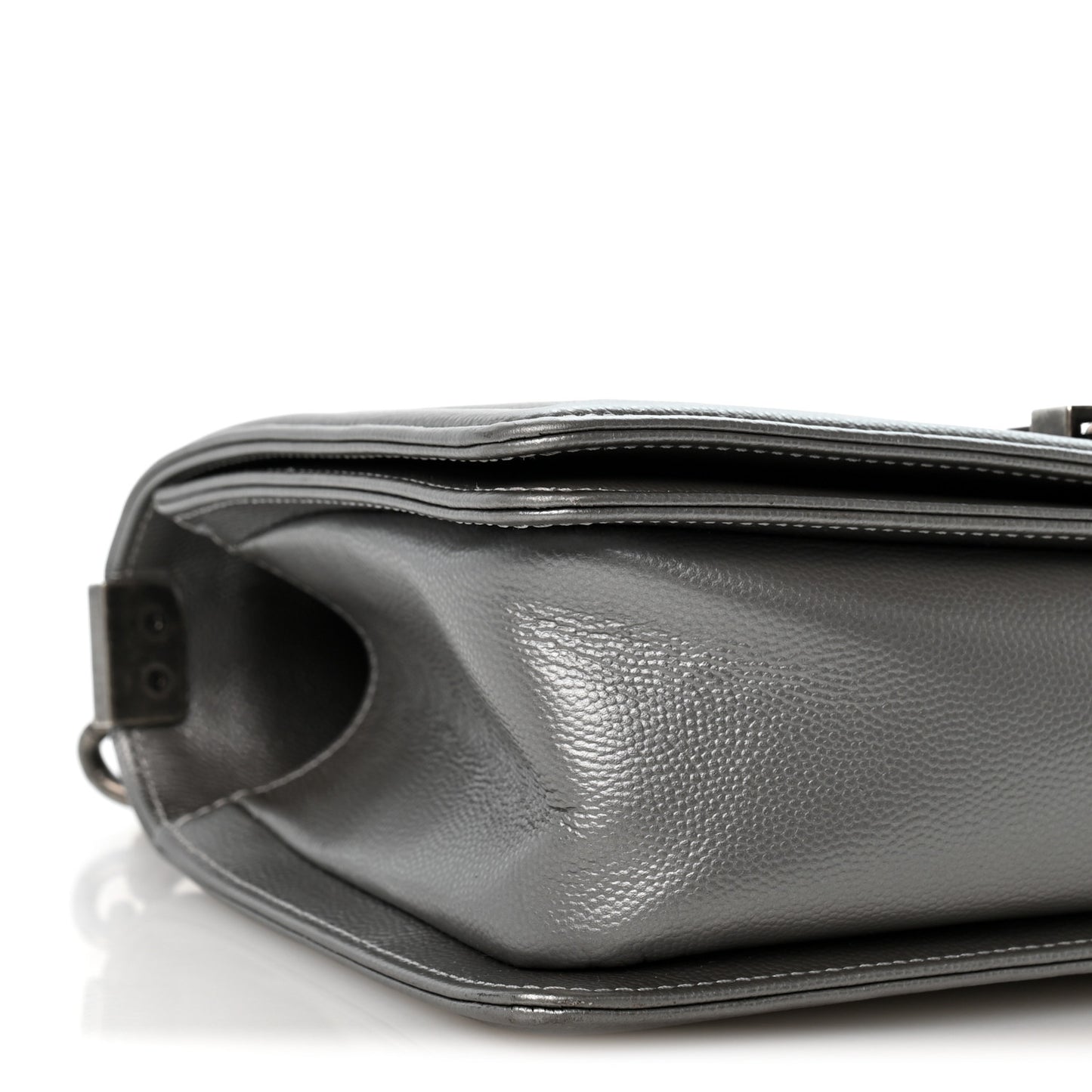 Metallic Caviar Quilted Medium Boy Flap Silver