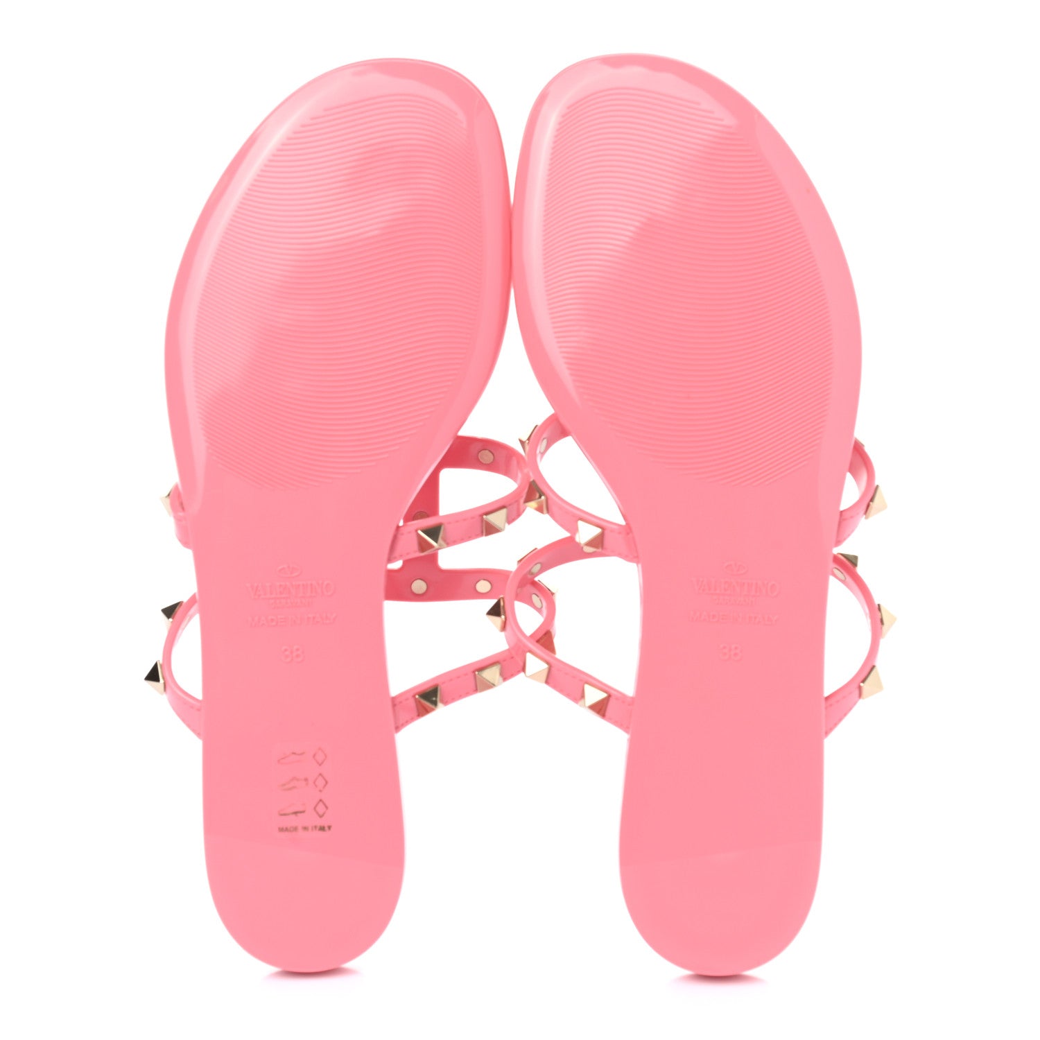 Valentino Garavani PVC Jelly Rockstud Caged Flat Thong Sandals 38 Sweet Pink 5 of 7