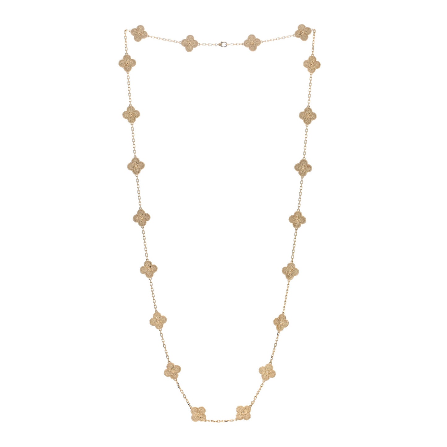 VAN CLEEF & ARPELS 18K Yellow Gold 20 Motifs Vintage Alhambra Necklace