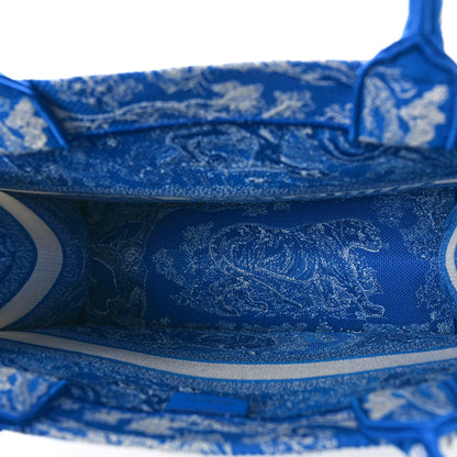 Christian Dior Canvas Embroidered Medium Dioriviera Toile De Jouy Book Tote Fluorescent Blue 5 of 8