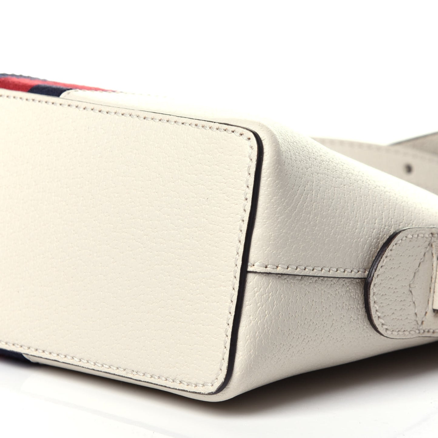 Textured Dollar Calfskin Web Small Ophidia Dome Shoulder Bag Mystic White