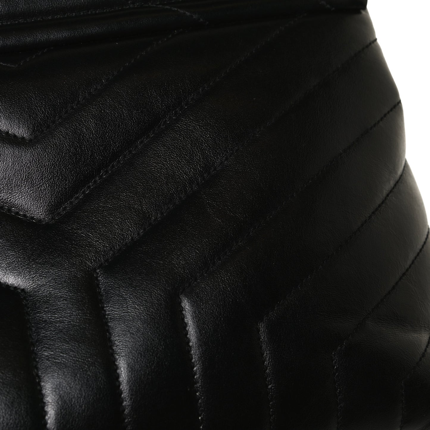 Calfskin Y Quilted Monogram Medium Loulou Chain Satchel Black