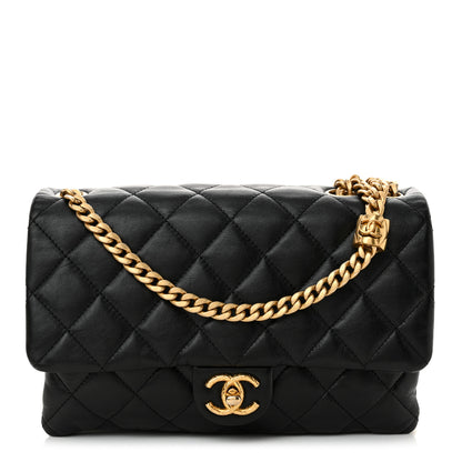 Chanel Lambskin Quilted Medium Pillow Crush Flap Bag Black 1 of 13