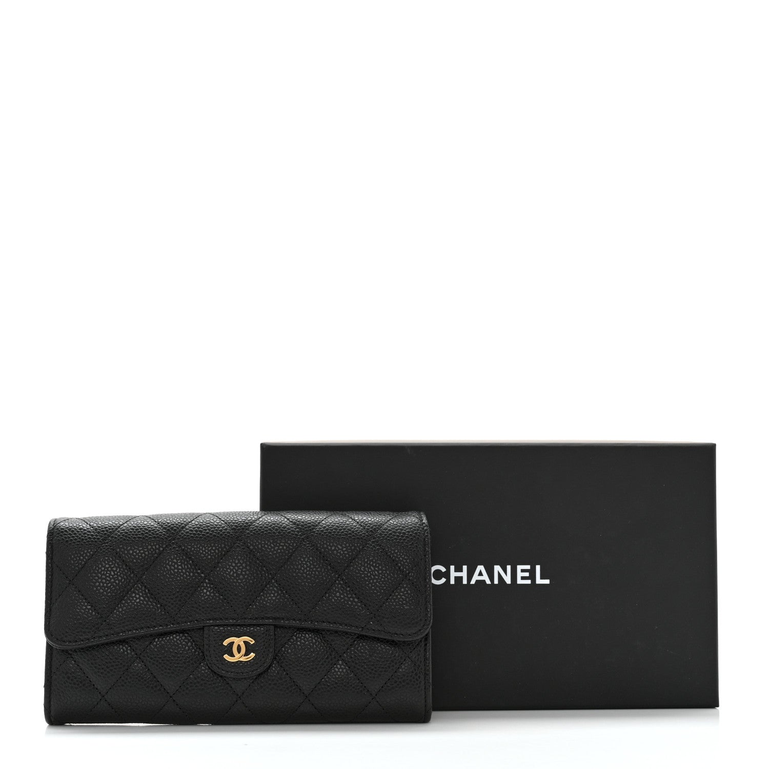 Chanel Caviar Quilted Large Gusset Flap Wallet Black 10 of 10