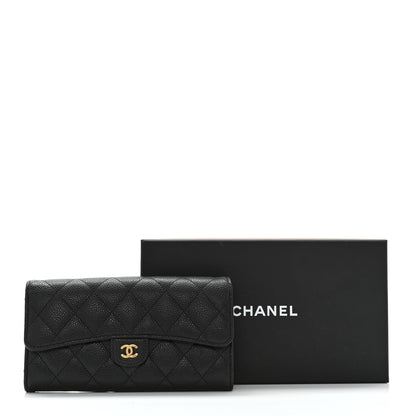 Chanel Caviar Quilted Large Gusset Flap Wallet Black 10 of 10